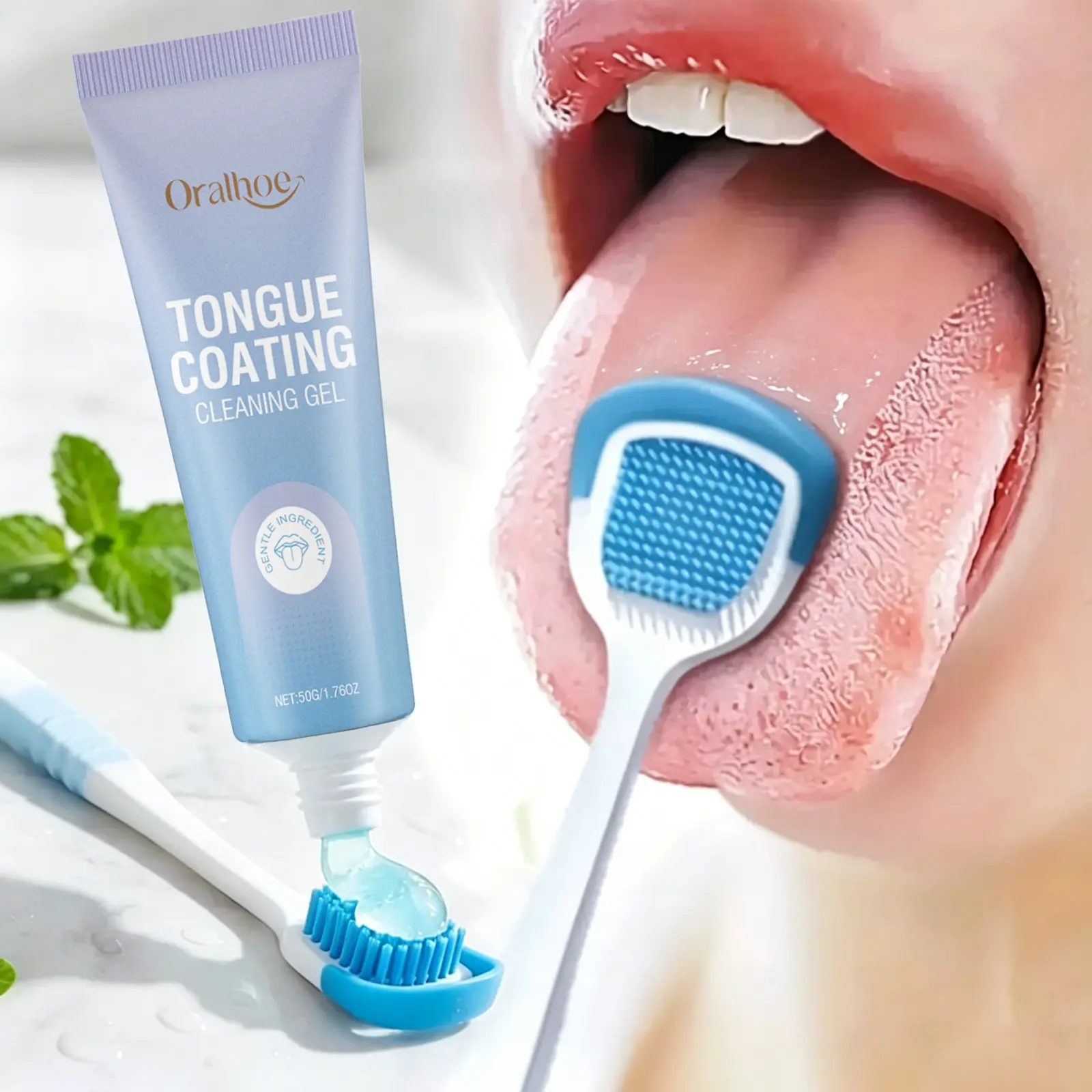 Tongue Cleaning Gel - Fresh Breath Oral Care Multi-Pack, Daily Mouth Odor Removal, Hygienic Dental Cleansing Solution Gentle Cleanser