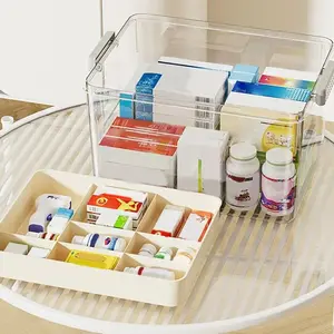 1 Count Large Capacity Plastic Pills Box, Clear Medicine Storage Box with Handle, Home Organizer, Fall Decor, Household Portable Sundries Storage Box,   2025 Dealsforyoudays