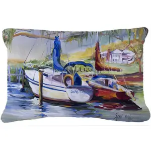 212 MAIN Outdoor Decorative Pillow - Nautical Sailor Theme Lucky Dream Sailboat Fabric, Heavyweight, Fade-Resistant, Machine Washable for Home, Patio Furniture, Outdoor Sofas