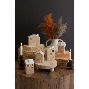 Set Of Five Ceramic Houses