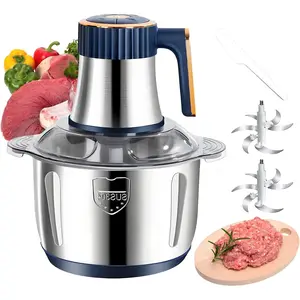 Electric Food chopper, Food Processors, Meat Grinder, 800W, 18/10 Stainless Steel, 3L Capacity,Vegetable Chopper,5-key Buttons,Quadruple-Layer 4 Blades,Suitable For Food processing and Chopping