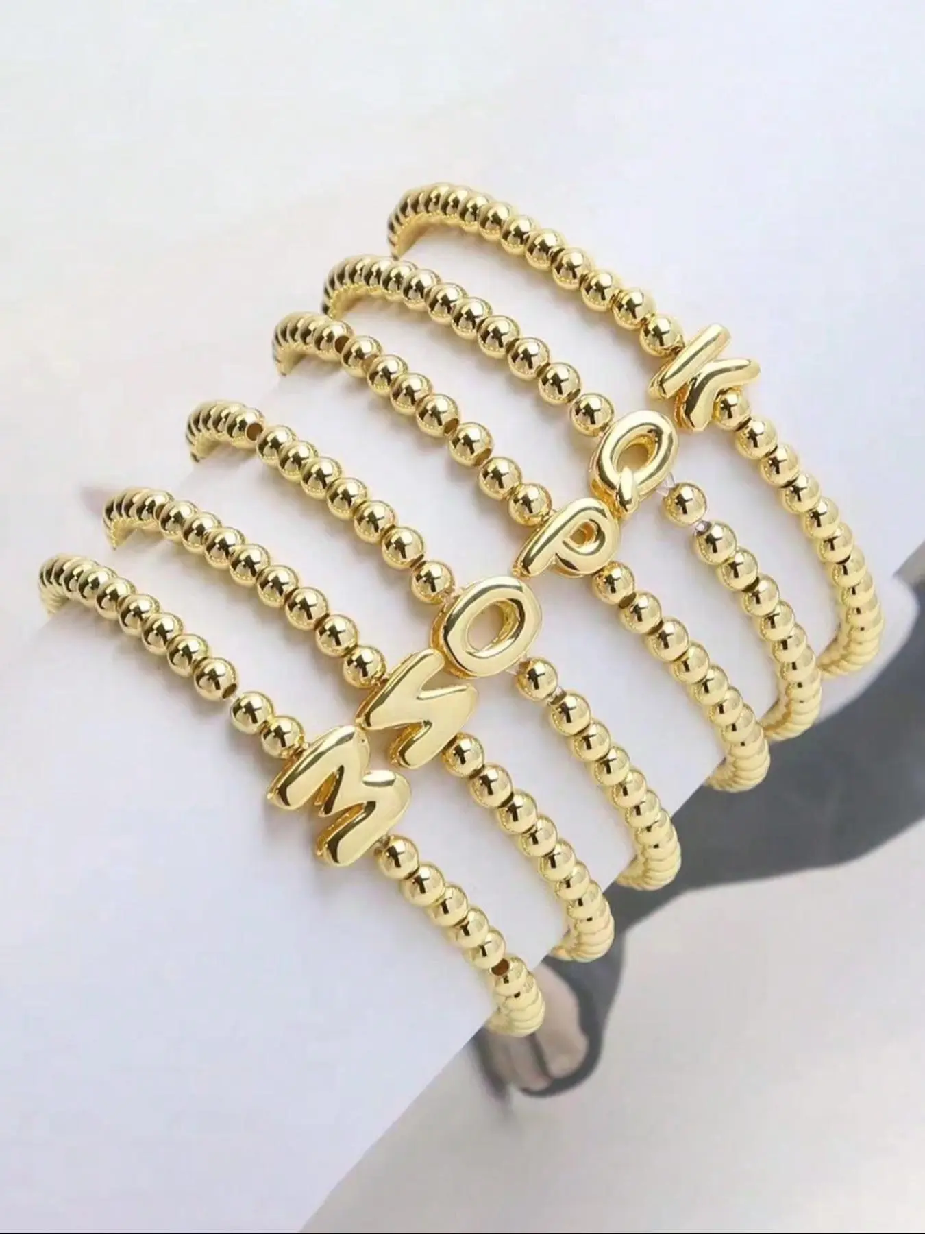 Letter Charm Decor Beaded Bracelet, Initial Charm Bracelets, Stylish 26 Letter A-z Personalized Beaded Bracelets for Women, Trendy All-match & Exquisite for Gift, Trendy Stackable Bracelet, Trendy Bangles, Letter Link Bracelet, Jewelry Bracelet
