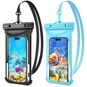 2-Pack TPU Waterproof Phone Pouch - 3D Design 7.5" IPX8 Dry Bag for iPhone 16 Pro Max, Samsung, Swimming, Beach Cruise Essentials (Black+Blue)