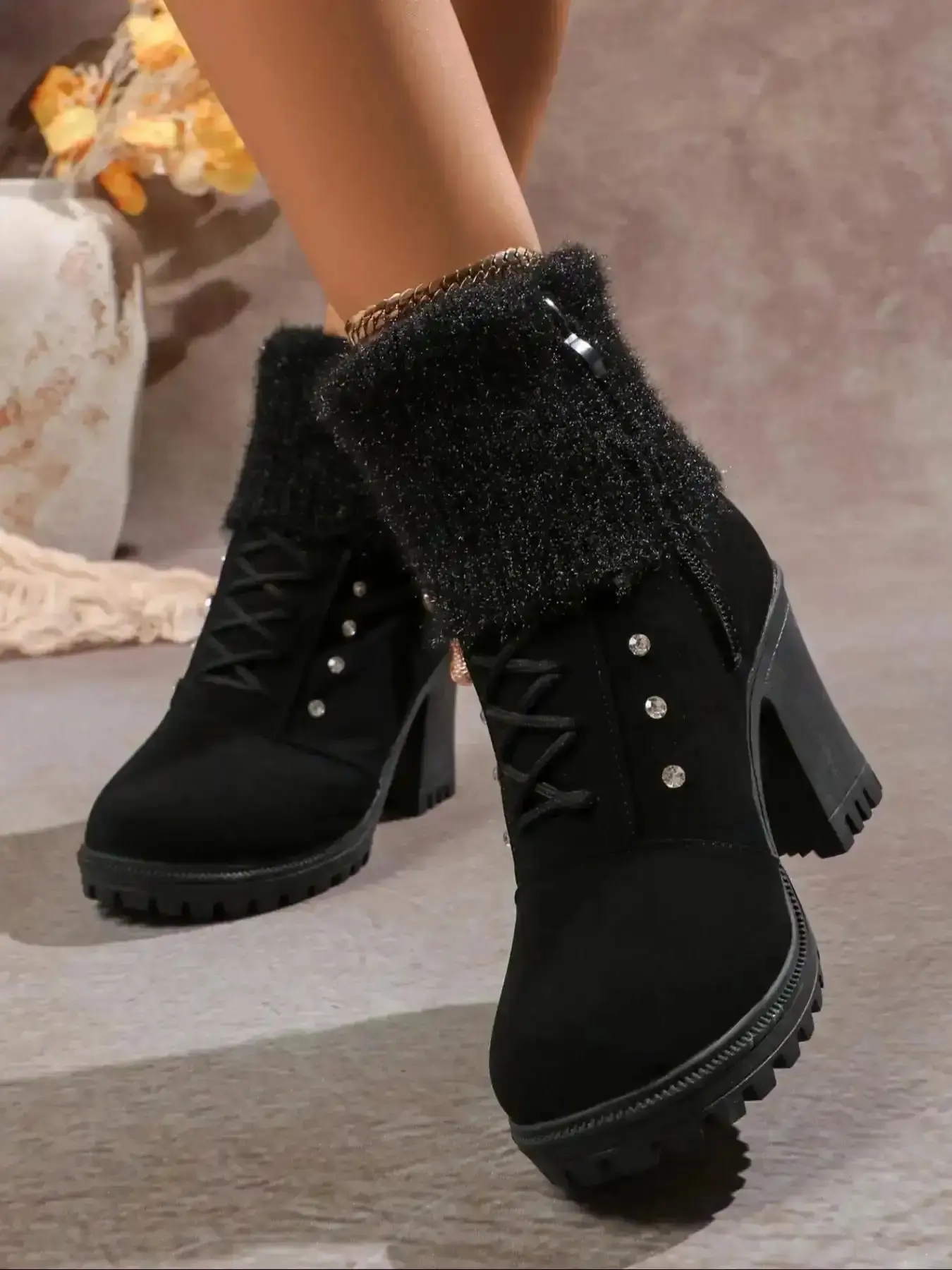 Women's High-Top Warm Waterproof Combat Boots Fall Winter Anti-Slip Outdoor Shoes Fleece Lined Windproof Casual Daily Wear ladies fashion for women style comfortable reliable trendy industrial sturdy stylish modern