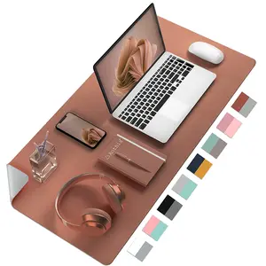 Aothia Double-Sided Desk Pad, Large Mouse Pad, Office Desk Mat, Non-Slip PU Leather Desk Blotter, Laptop Desk Pad, Waterproof Desk Writing Pad for Office and Home(Brown, 23.6" X 13.7") Aothia