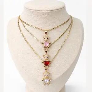 A33. Bear Pendant Necklace – Gold Plated/ laminado 14k 20”