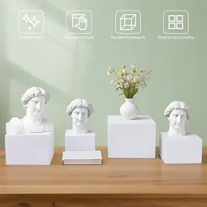 6pcs White Acrylic Cube Display Jewelry Nesting Risers, Storage and Display Dual-purpose Box with Hollow Bottoms, Square Acrylic Display Base for Necklaces Earrings Glasses Figurine ect, Home Decorators, Home Decor Organiser, Jewelry Sellers