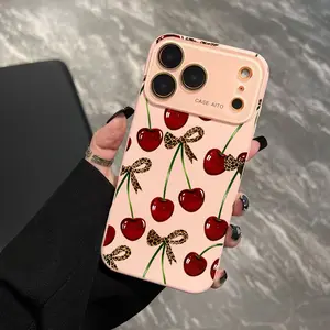 Edgy Sweet Cherry Leopard Print Ins Style Phone Case Ultra Skin Friendly Touch All Inclusive Lens Compatible with iPhone 17 16 15 14 13 12