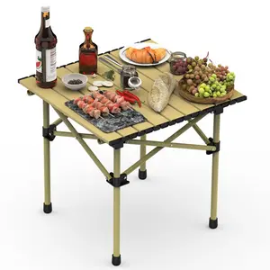 Portable Folding Camping Table for 2–3 People, Lightweight RollUp Carbon Steel Table with Carry Bag, Compact Outdoor Picnic Table for Beach, BBQ, Patio, Hiking, Travel & Backyard Activities