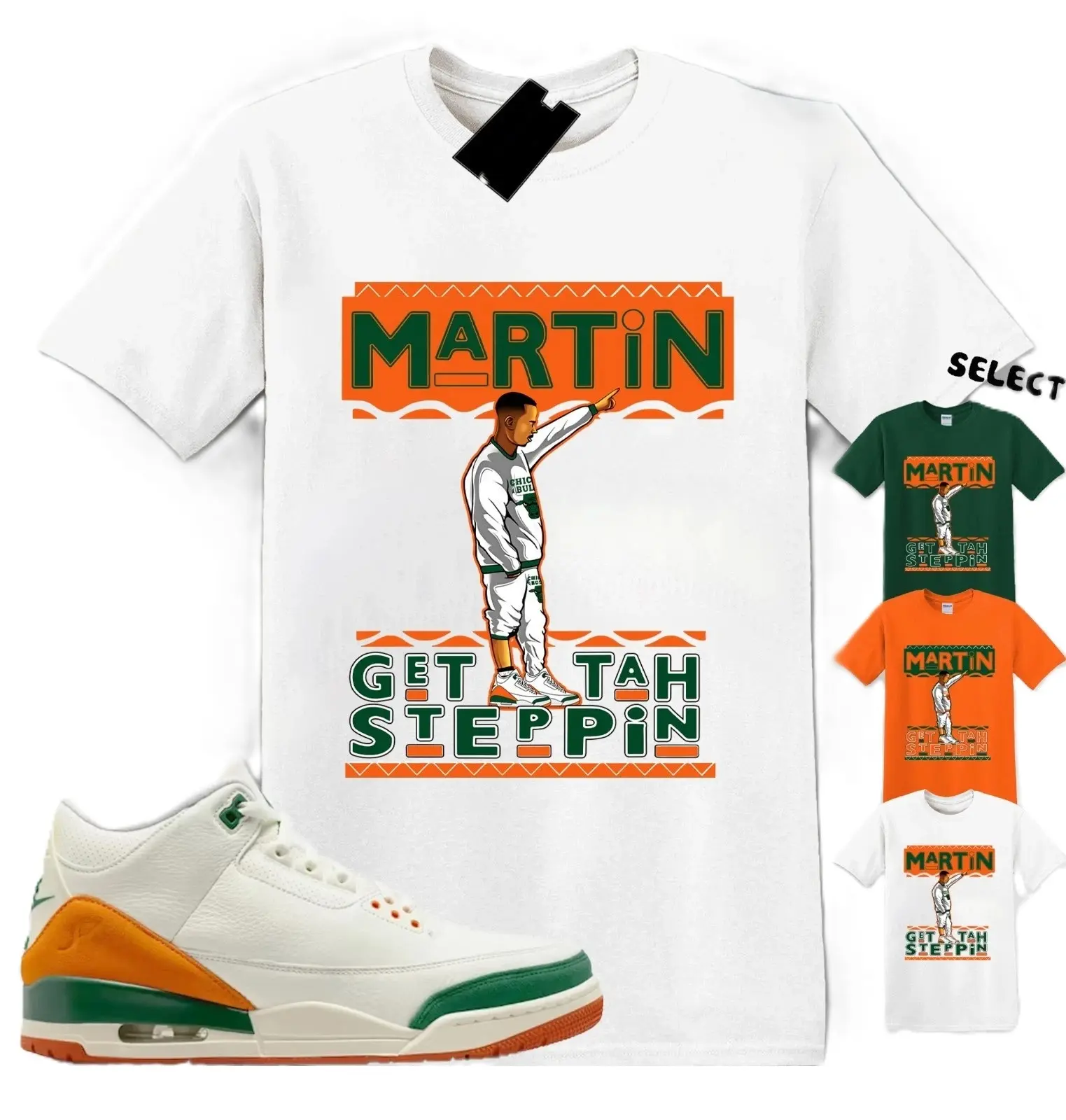 Orange Shirt Matching SoleFly and AJ 3 Miami Match Sneaker Sneakerhead Martin T-Shirt, Miami 3 Shirt, 100% Cotton, Unisex Clothing, Casual Everyday Wear