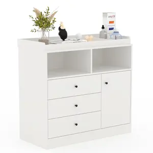 Modern Nursery Dresser and Changing Table – 3 Drawers, 2 Open Shelves, Cabinet – Wooden Diaper Changing Station for Bedroom, Kids Room – Ample Storage, White Finish