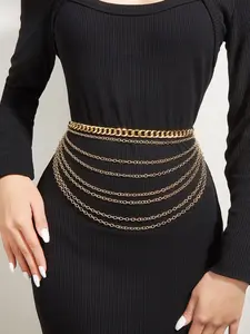 Women's Multi-Layer Cross Chain Waist Belt, Statement Belts, Stylish Belts, Fashion Belts, Elegant Daily Versatile Waist Chain, Dress Accessory for All Seasons