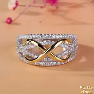 Women's Elegant Infinity Zirconia Promise Ring - Dainty Sparkly CZ Jewelry, Sports & Outdoor Accessory for Daily Wear, Romantic Gift