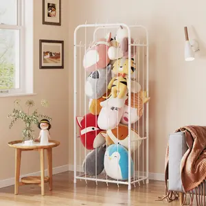 Stuffed Animal Storage Zoo Plushie Toy Organizer Corner Metal Chest Extra Large Holder Standing Space Save Vertical With Elastic For Nursery Kids Room Box Racks