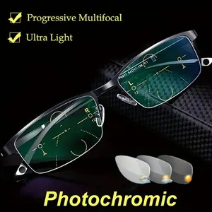 [Smart Photochromic Glasses] 1pc Smart Photochromic Progressive Multifocal Glasses - TR90 Unisex Computer Auto Zoom Glasses - Ideal Gift Choice