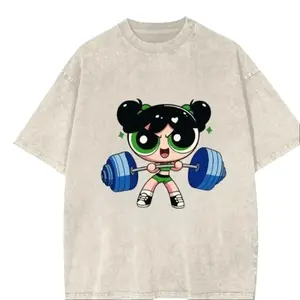 Bubbles Powerpuff Girls Gym Shirt, Cute Cartoon Graphic Gym Top, Fun Workout Tee, Trendy Fitness Apparel, For Men, For Women V