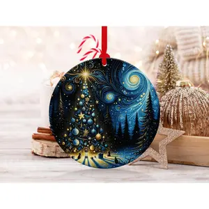 Christmas 2024 Ornament, Christmas Decoration, Holiday Gift Idea, Heirloom Keepsake, Round Ceramic, Gift Exchange, Gift Idea, Xmas Tree