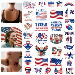 US 250th Independence Day Temporary Tattoos (40 Pack) – Waterproof Patriotic Face & Body Stickers, Comfortable & Skin-Safe
