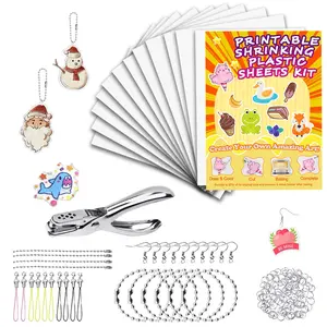 143 Piece DIY Heat Shrink Paper Keychain & Charms Making Kit, Single-Sided Matte Finish Shrinky Plastic Sheets, Complete Craft Supplies with Hole Punch, Lobster Clasps and Jump Rings, Creative Gift for Adults and Teens, Keychain Lanyard