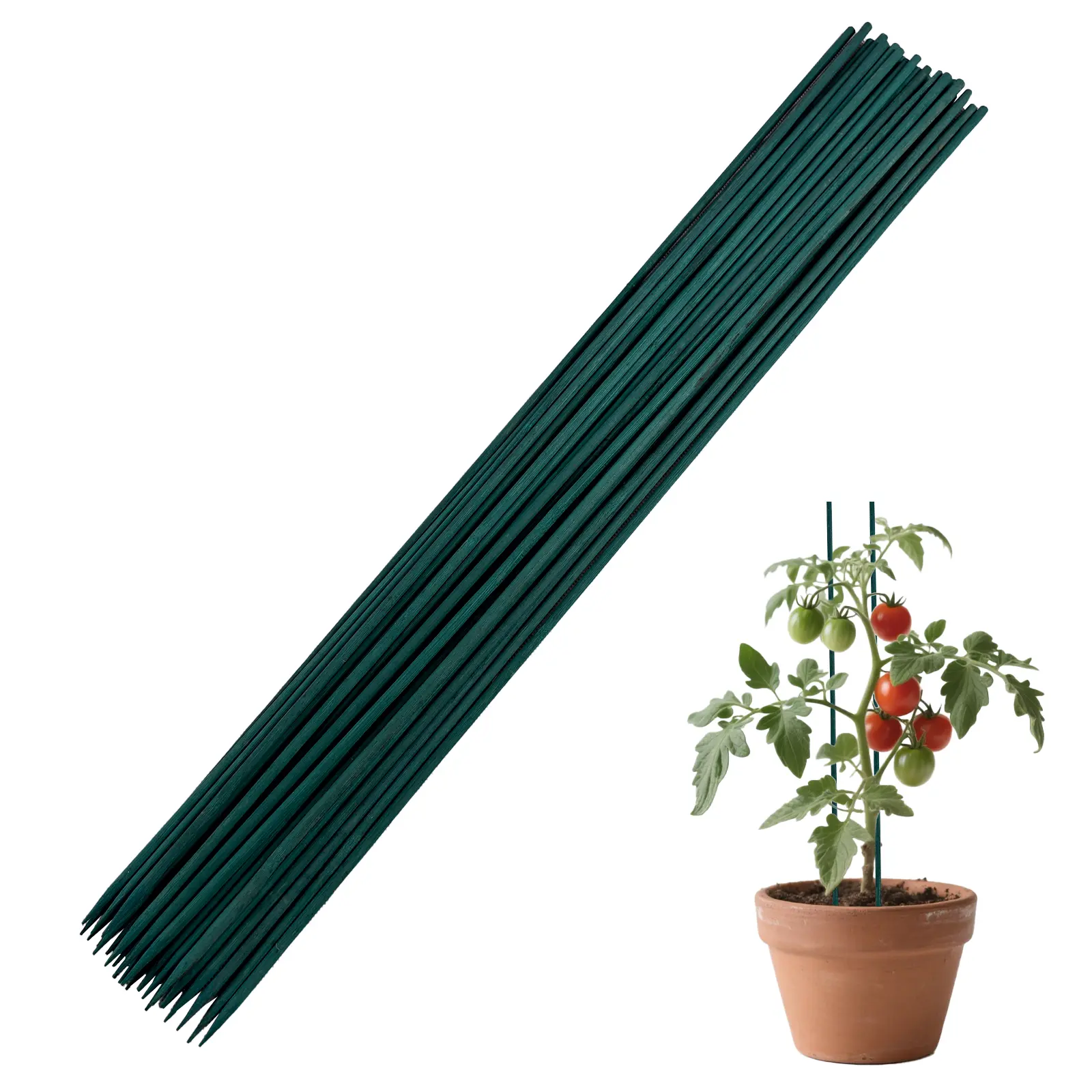 100PCS Green Bamboo Stakes – Eco Plant Support for Flowers & Climbing Plants