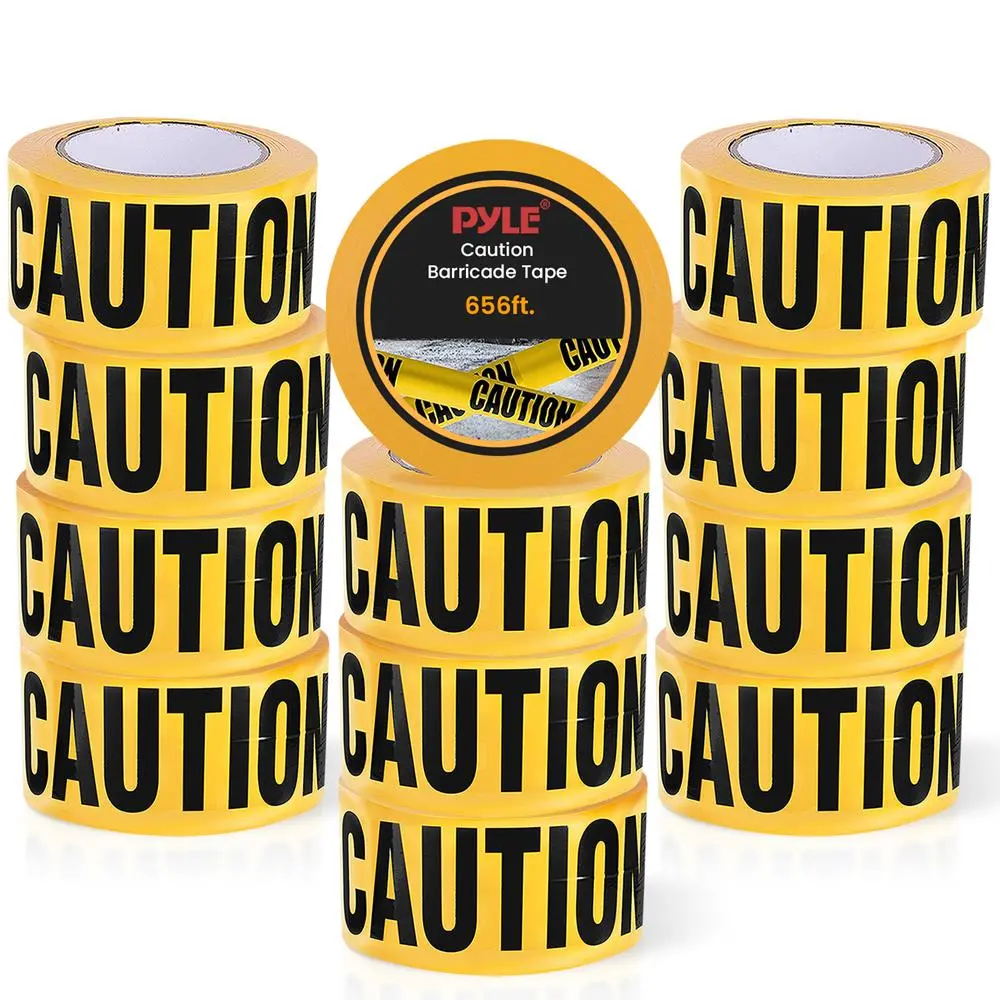 Heavy Duty Caution Tape Pack 12 - Yellow | Durable Polyethylene High Visibility Warning Tape - Waterproof, UV & Tear Resistant Safety Tape for Construction, Traffic Control, Danger Zones, Indoor & Outdoor Use