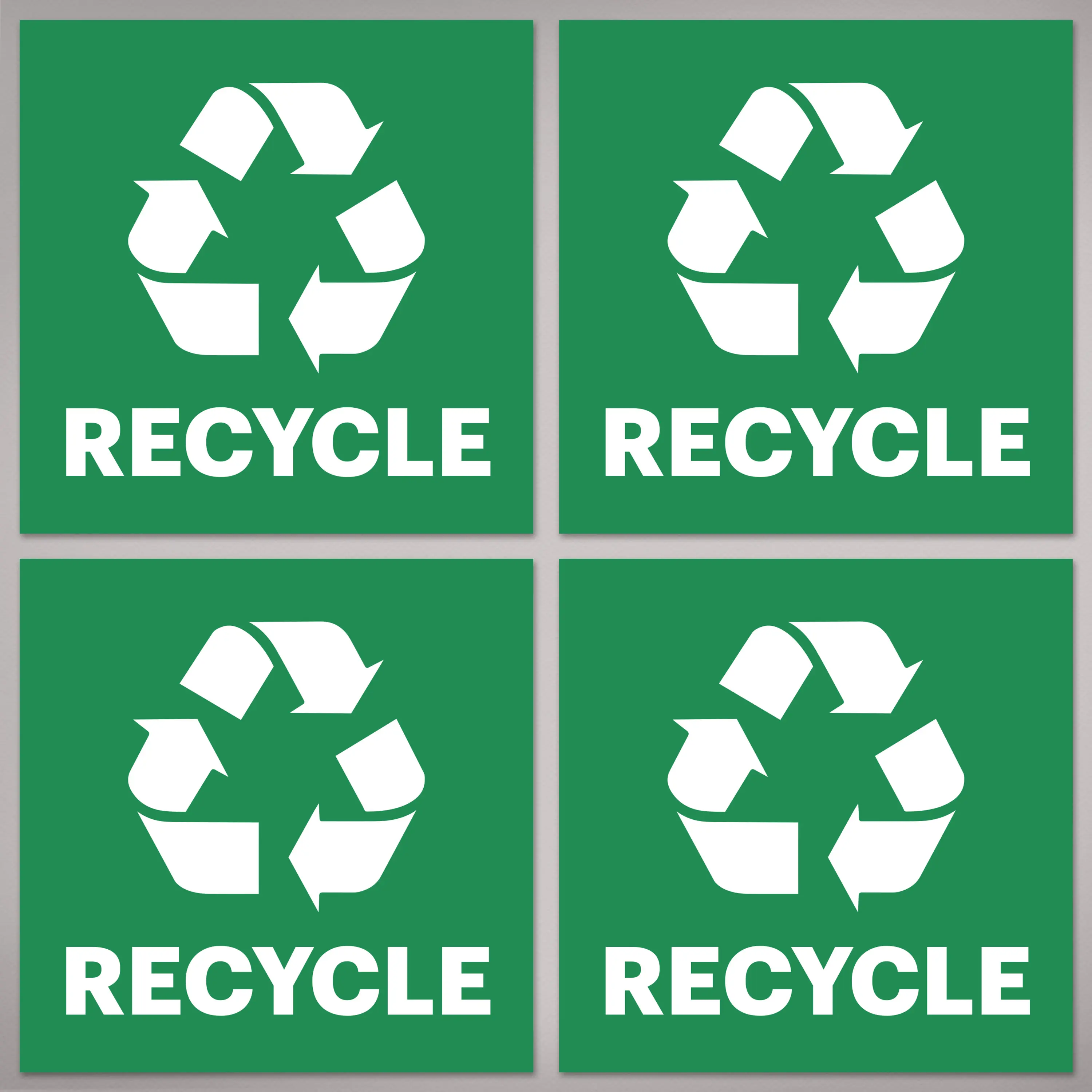 Avery Recycle Stickers, Green Recycle Signs for Bins, Containers, Trash Cans and Walls, Waterproof, UV Resistant, Preprinted, 4" x 4", 8 Total