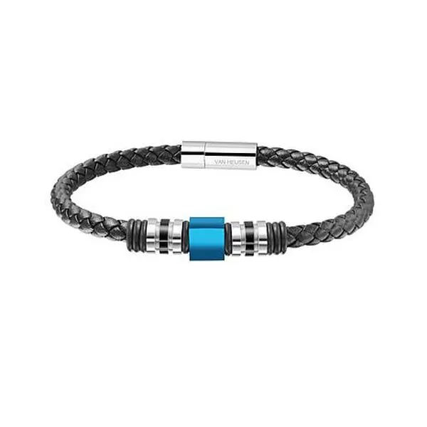 Van Heusen Men's Braided Leather Bracelet with Ornaments Van Heusen Men's Braided Leather Bracelet with Ornaments