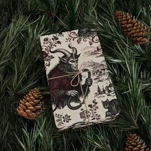 Krampus Gothic Wrapping Paper, Dark Birthday Gift Wrap, Horror Anniversary Packaging for Him Her, Alternative Gift Wrap