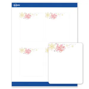 Avery® Printable Christmas Rectangle Labels, 4" x 3-1/3", Matte White, Pre-printed Holly Jolly Metallic Sparkles Design, Sure Feed® Technology, Laser & Inkjet Compatible, 80 Total