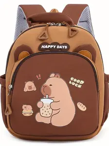 New Cute Capybara Pattern Backpack, Large Capacity Fashion Backpack, Stylish Cartoon Design, All Seasons Use, Unisex
