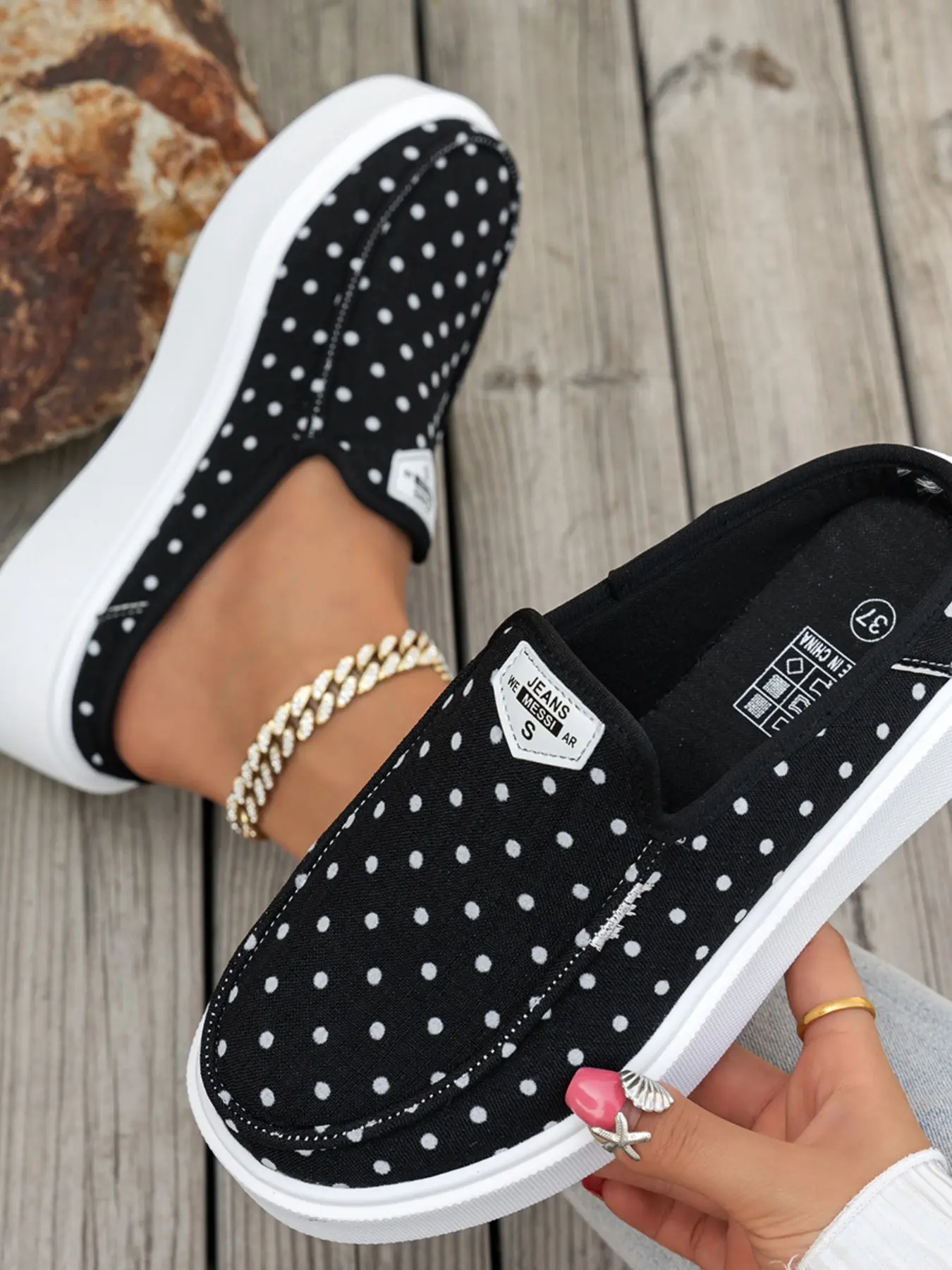 Women's New Low Top Casual Walking Shoes, Slip-On Multicolor Sneakers, European and American Fashion Trendy Half Sandals, Women's Footwear, Summer Footwear, Chic Versatile Shoes