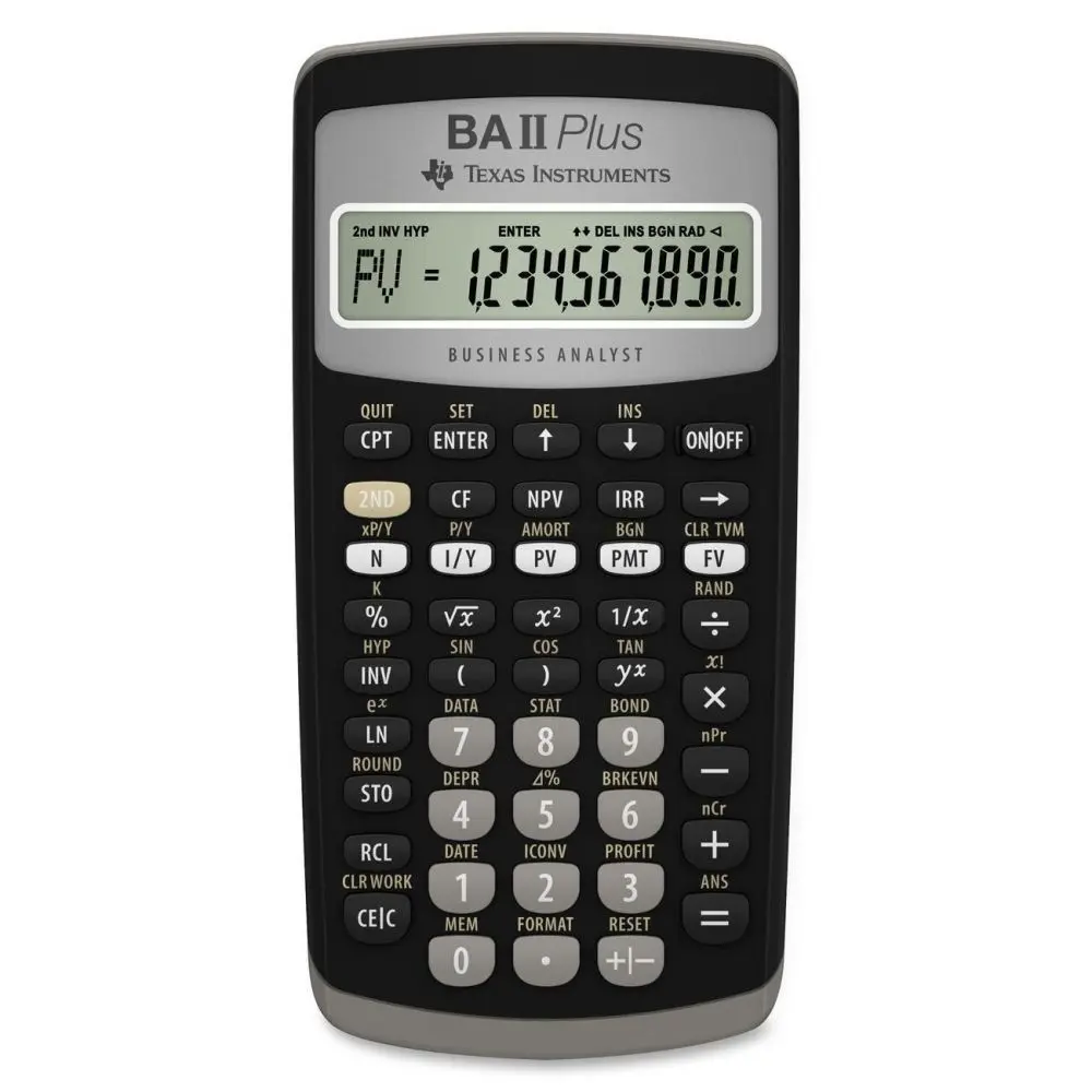 Texas Instruments BA II Plus Financial Calculator (IIBAPL-TBL-1L1) Bag Organizer Accessory - for Students, Performs Common Math, Advanced List-Based Statistics, Cash-Flow Analysis, Worksheets Mode, Built-In Memory