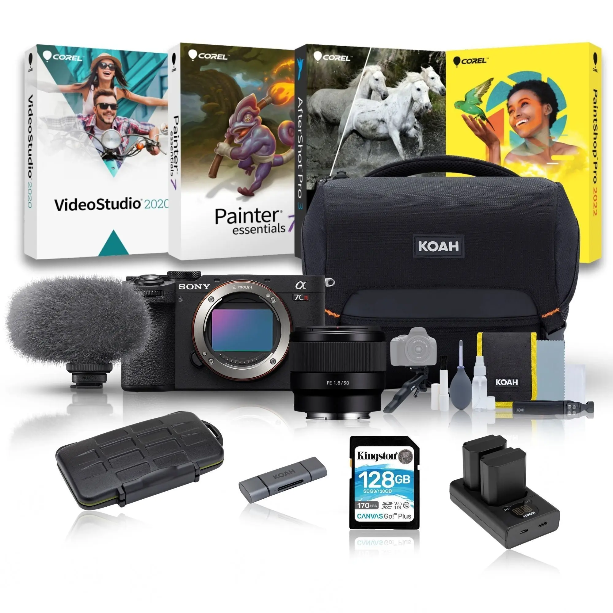 Sony Alpha 7CR Full-Frame Compact Handheld Digital Electronic Photography Tool Mirrorless Camera with Sony FE 50mm f/1.8 Lens & Editing Software Bundle