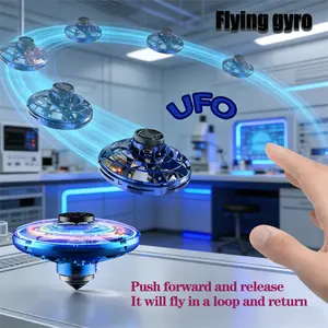 Hand-Controlled Mini Drone UFO Magic Flying Ball Toy with Lights Dazzling Colored Light Hovering Boomerang Spinner for Boys Girls Aged 6+ Christmas Birthday Gift Fidget Sensor-Activated Light-Up Children's Toy
