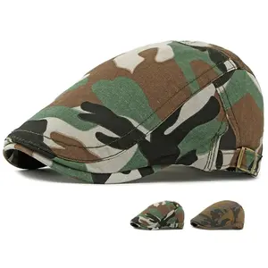 HT4837 Mens Berets Women Spring Summer Sun Cap Artist Painter Beret Hat Male Female Adjustable Ivy Flat Cap Camouflage Beret Cap