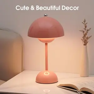 Modern Bud Lamp Wireless Touch Dimmable Rechargeable Table Lamp Nordic Mushroom Ambient Night Light Bedside Lamp for Bedroom Living Room
