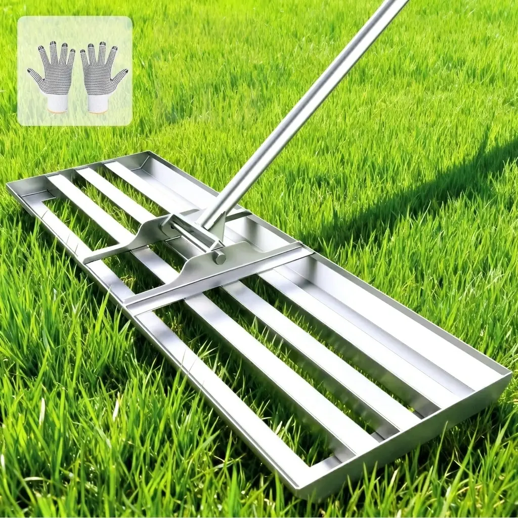 30" Heavy-Duty Stainless Steel Lawn Leveling Rake for Soil, Sand & Compost