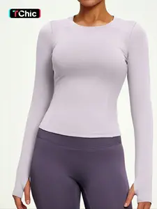 Women's Long Sleeve Compression Shirt, Sun Protection Training Top with Thumbholes, Ideal for Fitness Yoga Running, Comfortable Fit, Athletic Yoga Tops, Stretchable Activewear, Sport Clothing