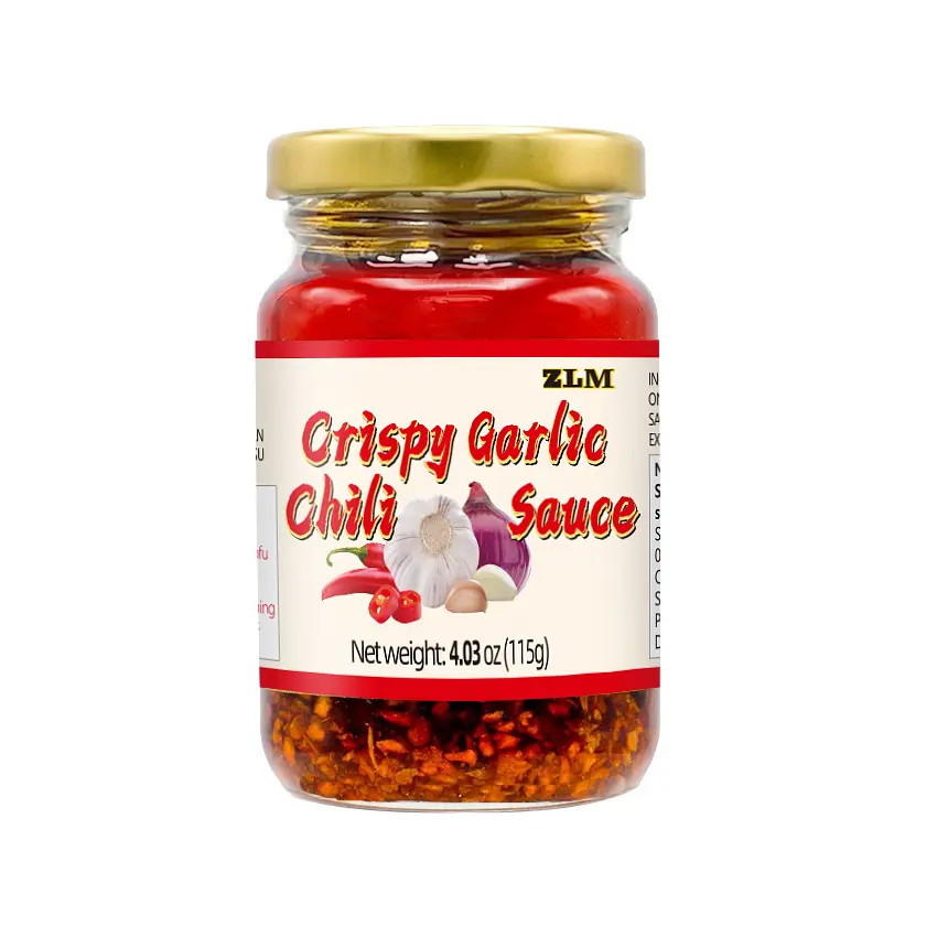 Crispy Chili Sauce - Spicy Chili Crisp  Fresh Crispy Garlic, Shallots & Hot Chili Peppers - Designed for Pizza, Pasta, Eggs, Bread & More  - Mild Heat - 4.08 oz (115g)  - Original