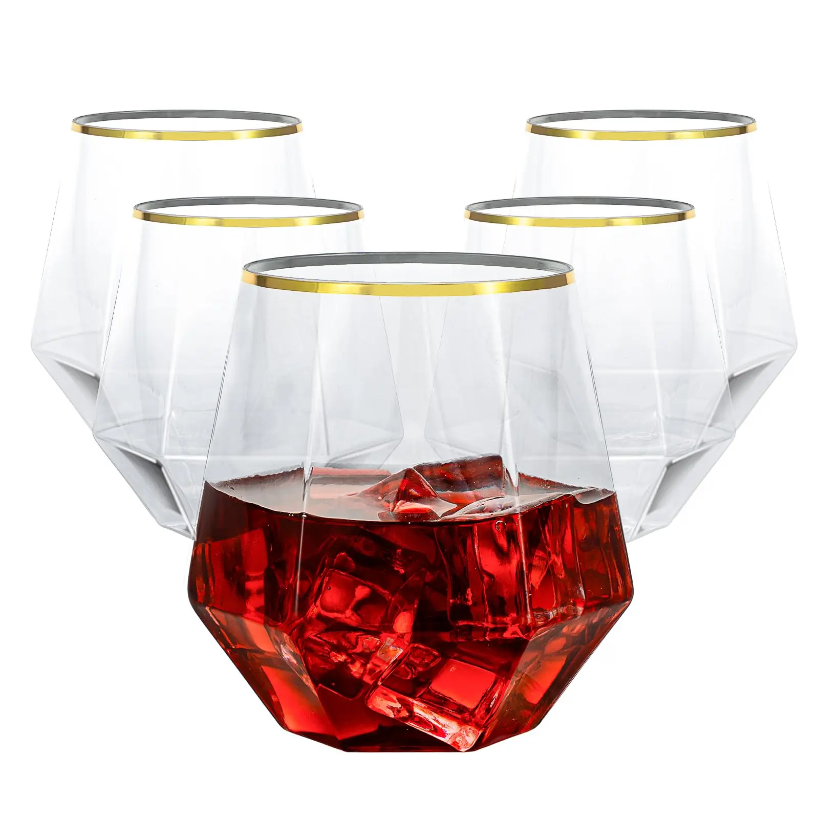 40 PCS Clear 9 Oz 12 Oz Plastic Wine Whiskey Glasses, Diamond Stemless Unbreakable Disposable Wine Glasses for Parties, Ideal for Weddings, Christmas, Halloween,Holidays,pool party,Daily Use