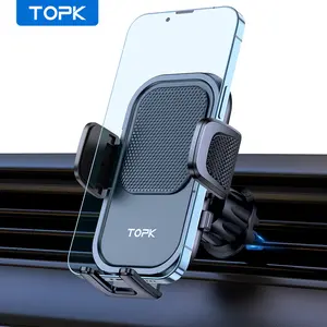 TOPK Car Phone Holder Mount, Super Stable Air Vent Cell Phone Car Mount with 2025 Metal Hook Clip, 360° Rotation,One Button Release for iPhone, Samsung, Google, and All Other Smartphones