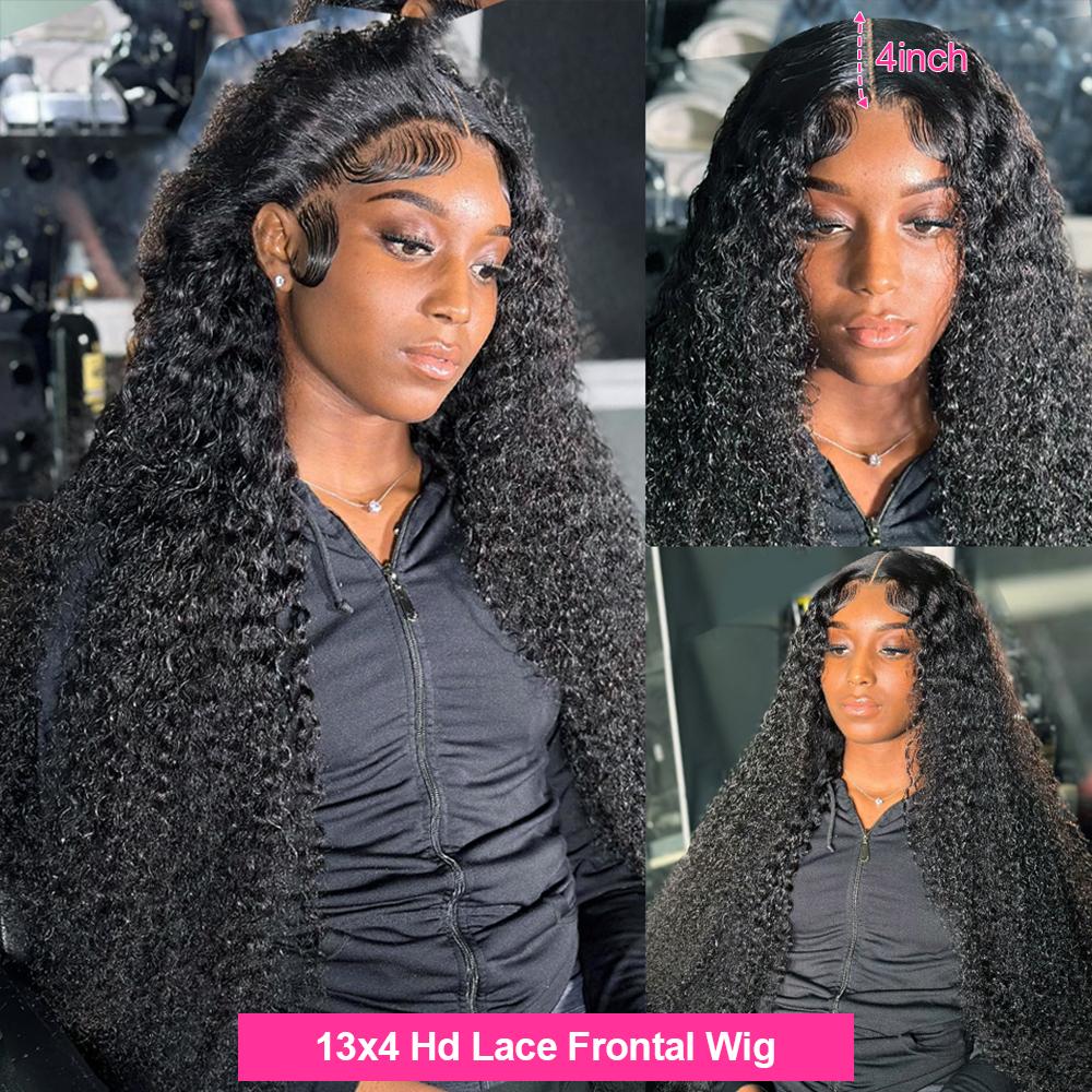 Bling Hair 13x6 Deep Wave Curly Wigs Human Hair Pre Plucked Pre Cut HD Lace Wigs Ready and Go 13x4 Glueless With Drawstring One-Step 13x6 HD Frontal Lace Curly Wave Wig Natural Hairline