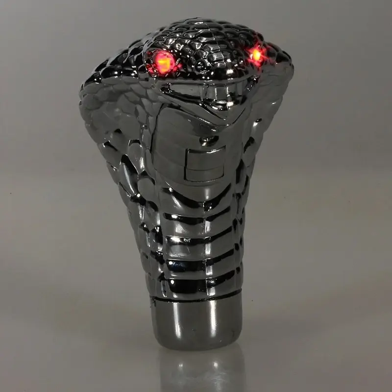 Universal Fit Car Cobra Manual Gear Shift Knob with Chrome Red Blue LED Light Eyes, Car Decoration Shift Knob Pedals & Gear Sticks with 4 Flash Modes