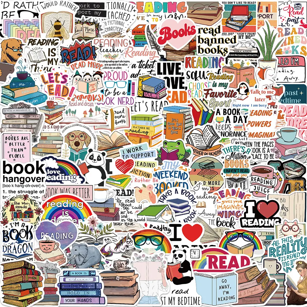 100pc Books Lover Reading Inspiring Sticker Pack , Bookish Journal Sticker. Vinyl Waterproof Stickers for Book Phone Laptop Water Bottle. Fun Craft Stickers for Scrapbooks, Planners, Gifts and Rewards. Cute Gifts for Girls Kids Teens Adults.