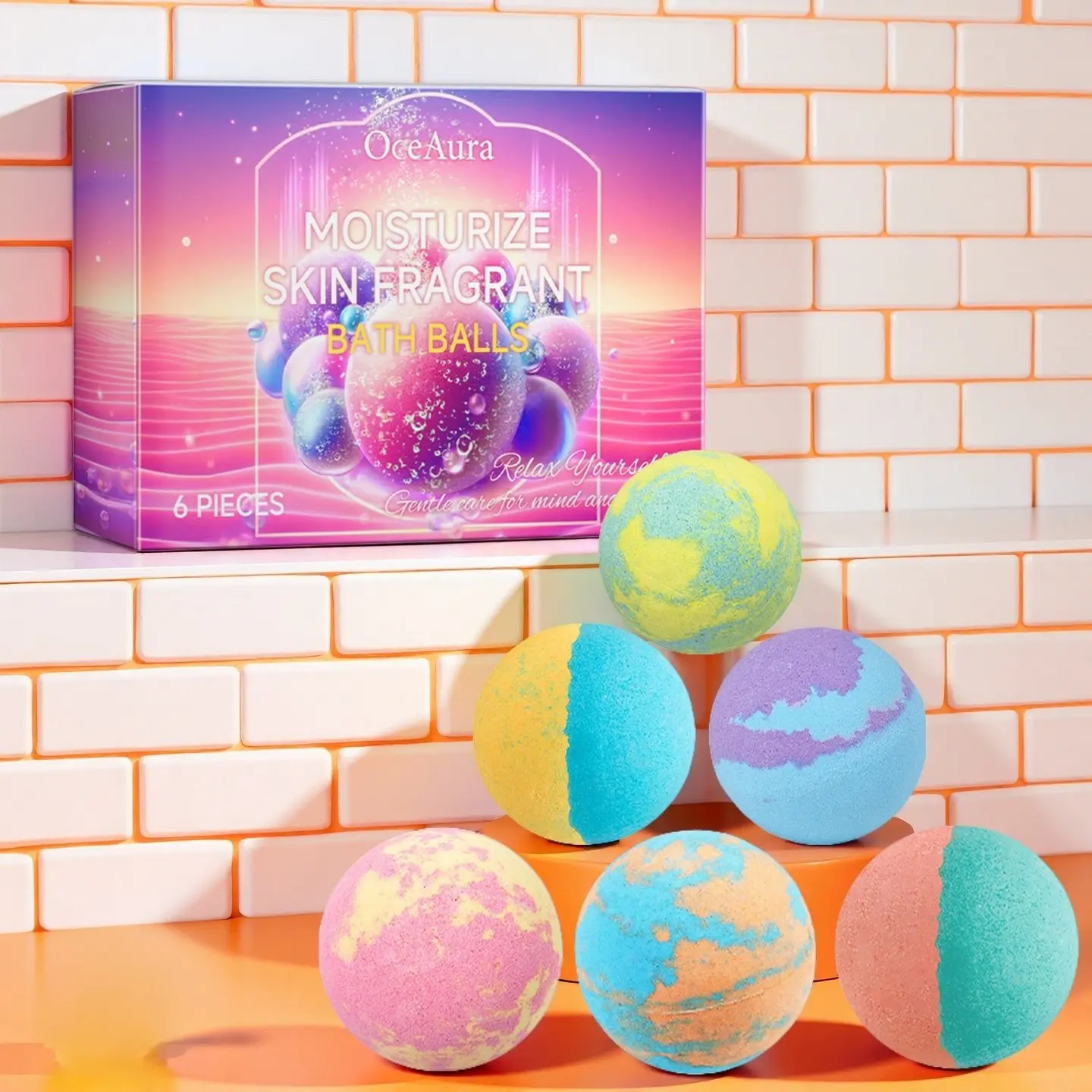 Colorful Floral Scented Bath Bomb, Natural Ingredients, Long-Lasting Fragrance, Deep Cleansing Skin Care, Relaxing Bath Experience