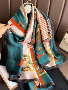 Women's Fashionable Long Scarf, New Style Elegant Soft Comfortable Floral Pattern Shawl for Women & Girls, Casual Versatile Satin Scarf for All Seasons, Boho Style Scarf