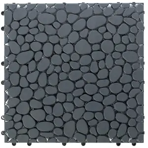 Gardenised  0.75 x 12 x 12 in. Interlocking Cobbled Stone Look Garden Pathway Tiles Decorative Floor Grass Pavers Anti- Slip Mat, Gray - Pack of 5