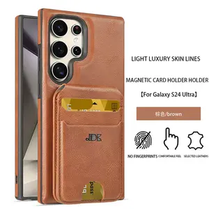 New Leather Business Magnetic Detachable Card Bag Stand Case For Samsung S24Plus/S23Ultra/S24/S23/S24Ultra Full Shockproof Card Slot Protective Cover For Men And Women