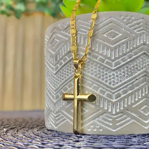 Cross Necklace for Mens Womens - Crucifix Pendant Charm 30x18mm - Baptism 1st Communion Gifts
