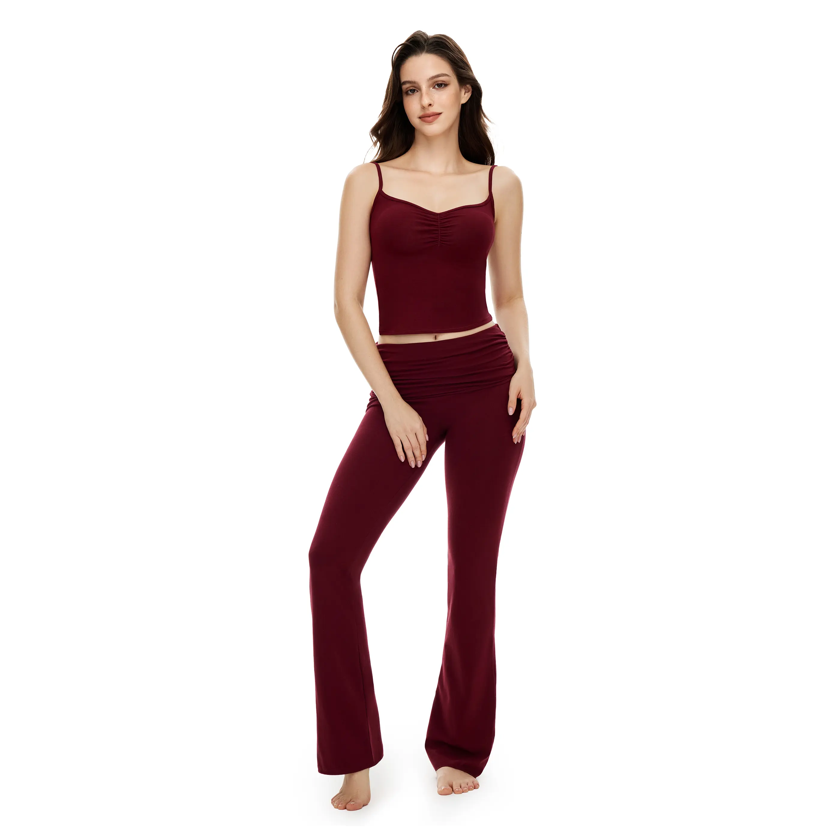 PUMIEY Women's 2-Piece Cami Lounge Outfit, Buttery Soft Matching Sets with Ruched Waist and Adjustable Straps, Minimalist Everyday Clothes, Women's Clothes, Outfits, Two Piece Sets